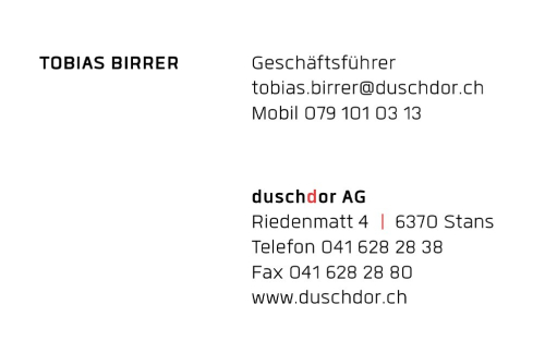 Duschdor visitenkarte print referenz homm interactive gmbh luzern 02
